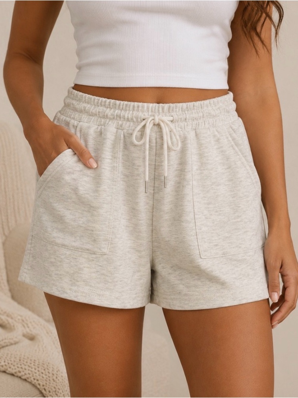 Always You Light Grey Shorts with Front Patch Pockets Size Small